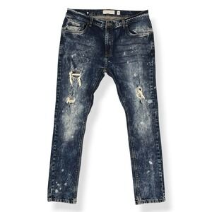 Evolution In Design Jeans Men 36 (ACTUAL 36x31) Blue Distressed Skinny NWOT